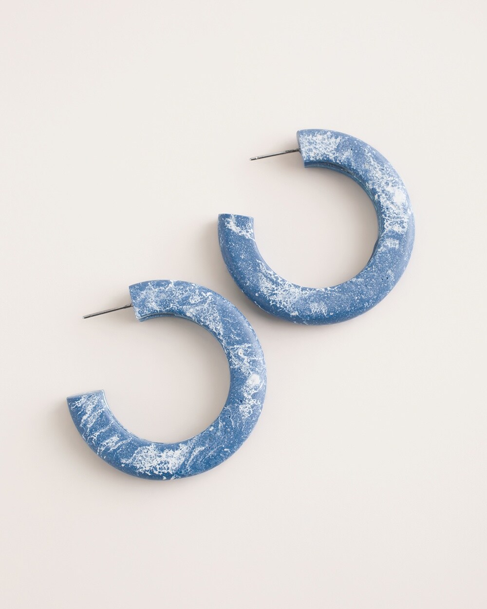Blue and Neutral Hoop Earrings