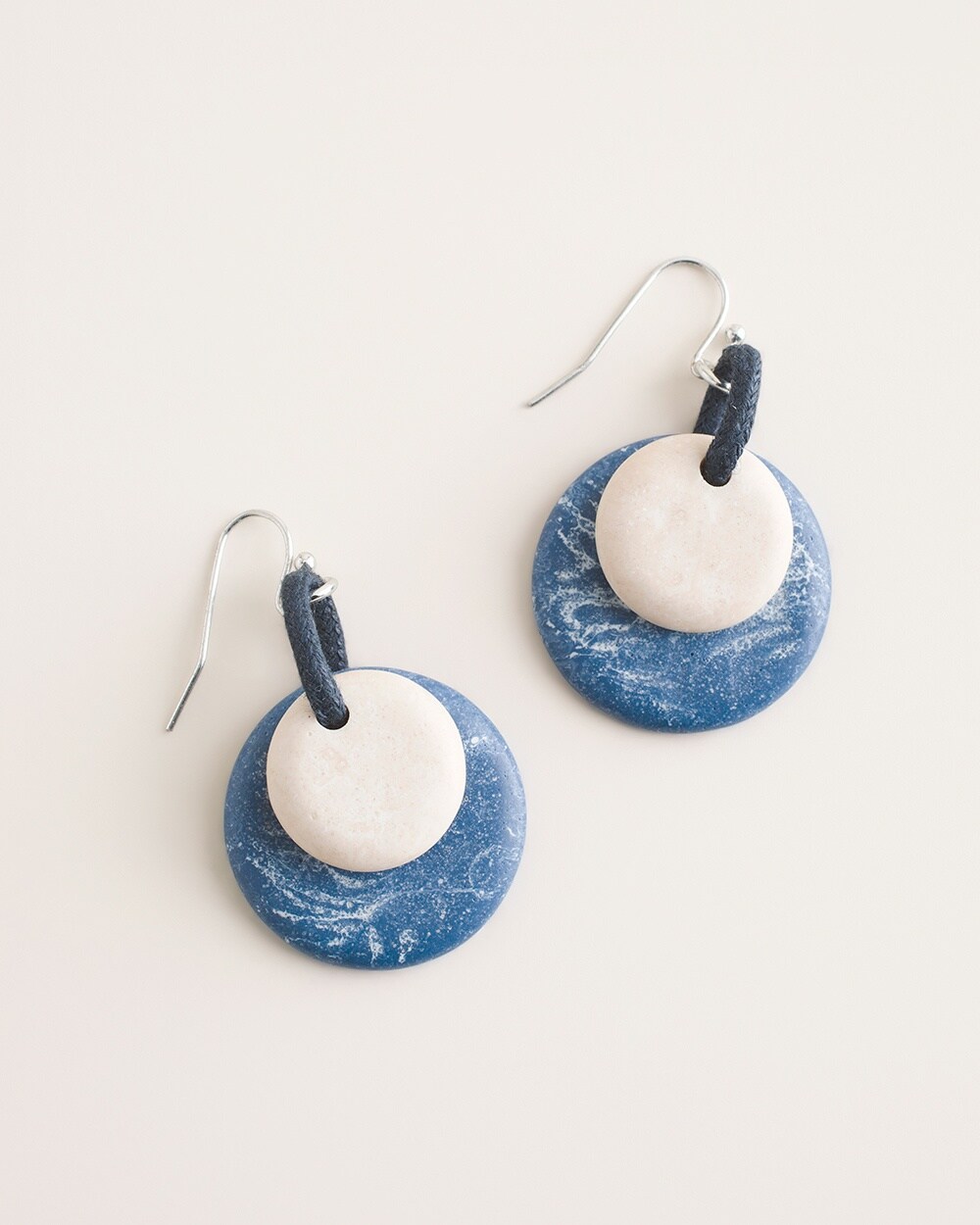 Blue and Neutral Disc Multi-Drop Earrings