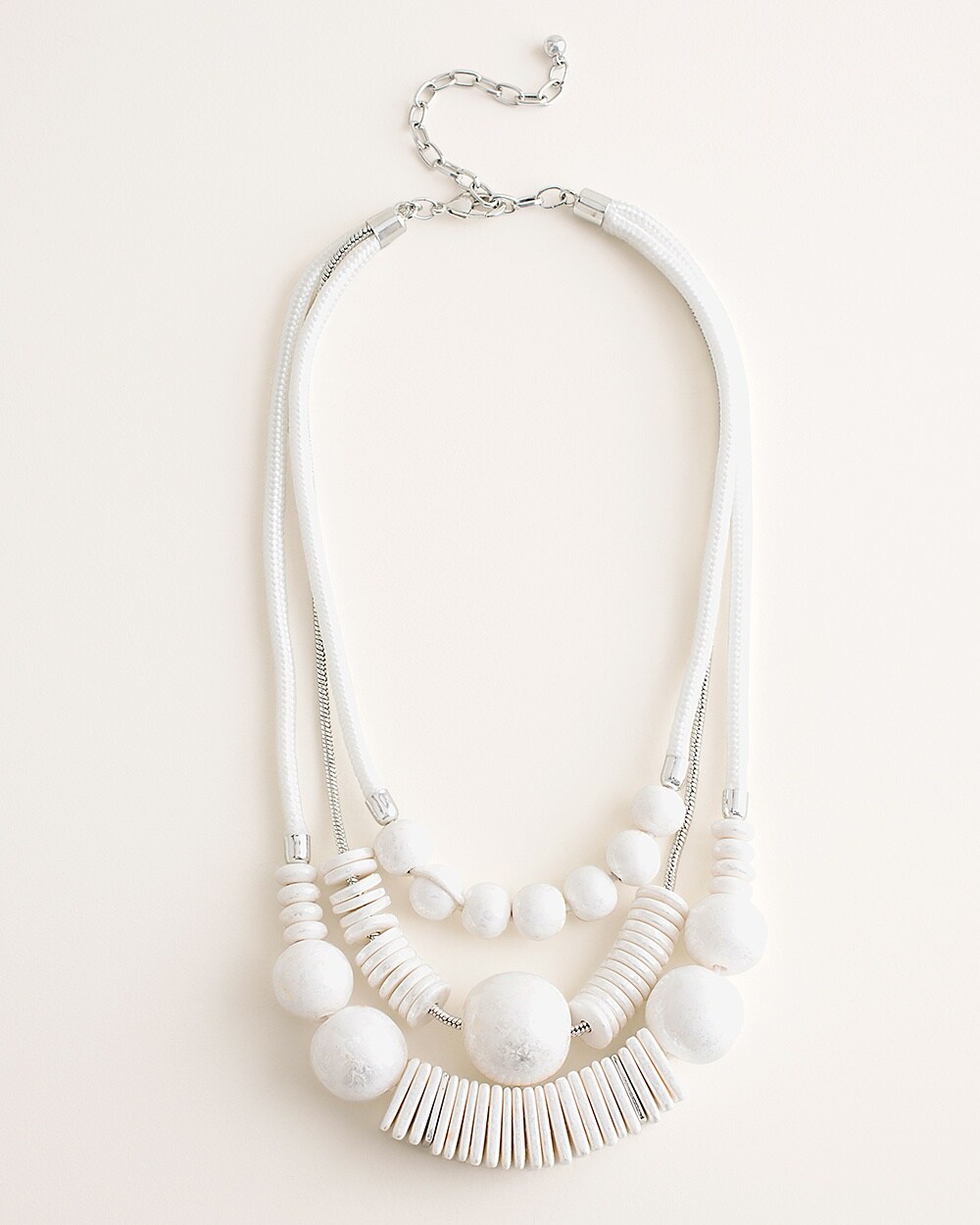 Short White Beaded Multi-Strand Necklace