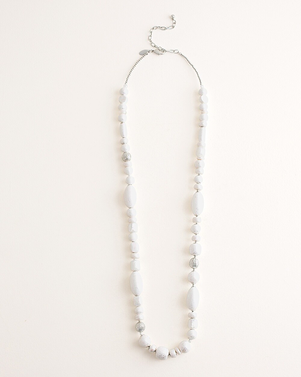 White Beaded Single-Strand Necklace