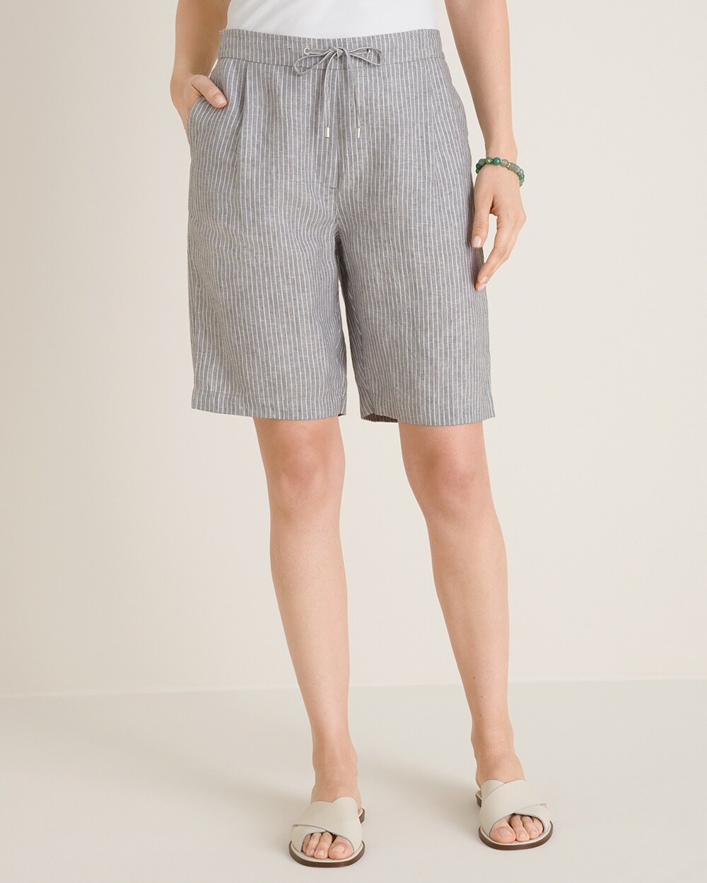 Linen Tie-Front Cross-Dye Shorts