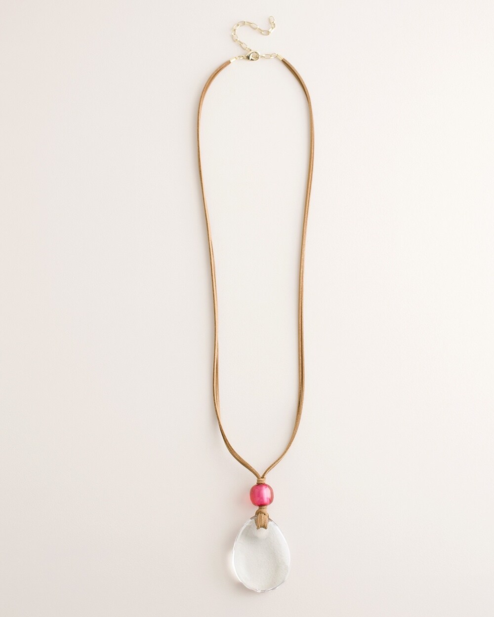 Long Berry Pink Pendant Necklace
