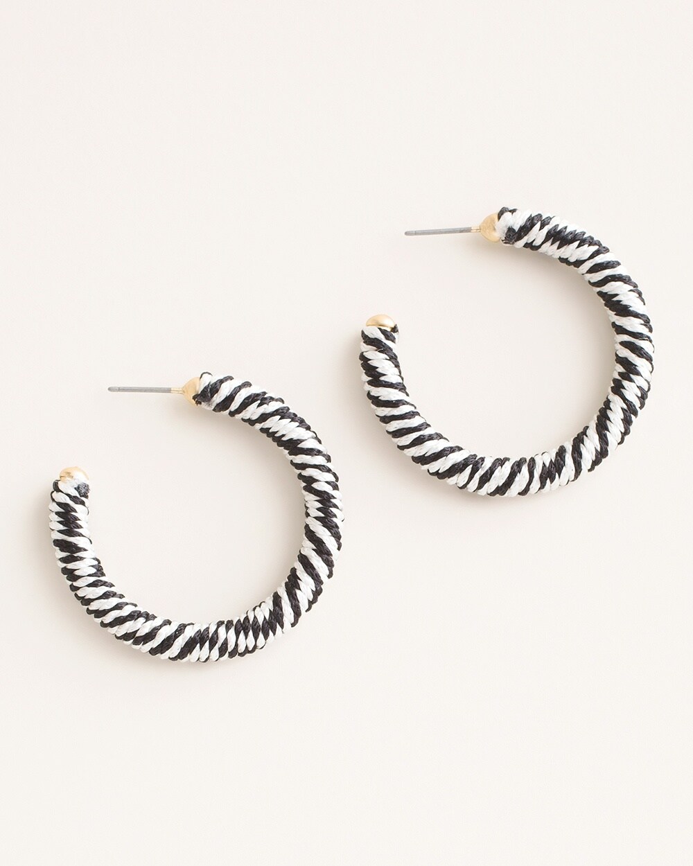 Black and White Threaded Hoop Earrings