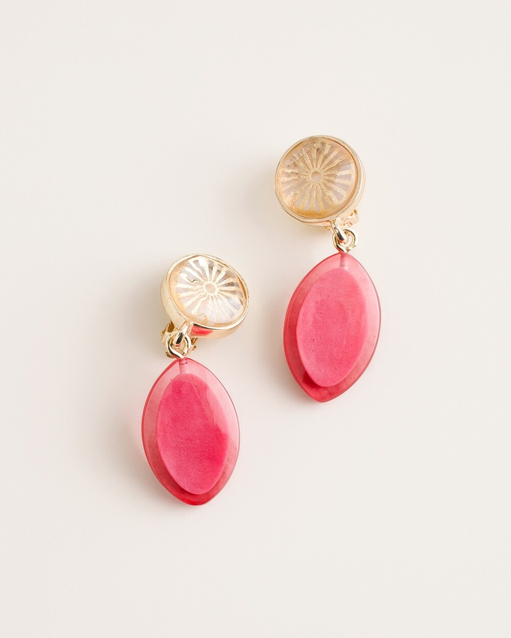 Berry Pink and Goldtone Clip-On Earrings