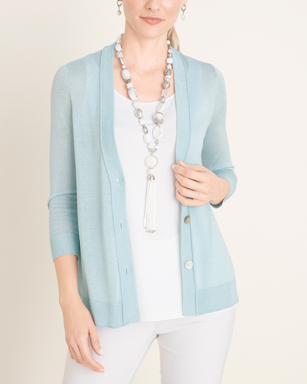Shine Button-Front Cardigan Sweater