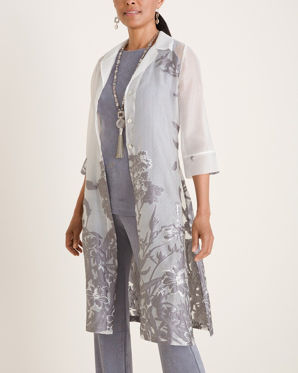 Travelers Collection Jacquard Duster Jacket