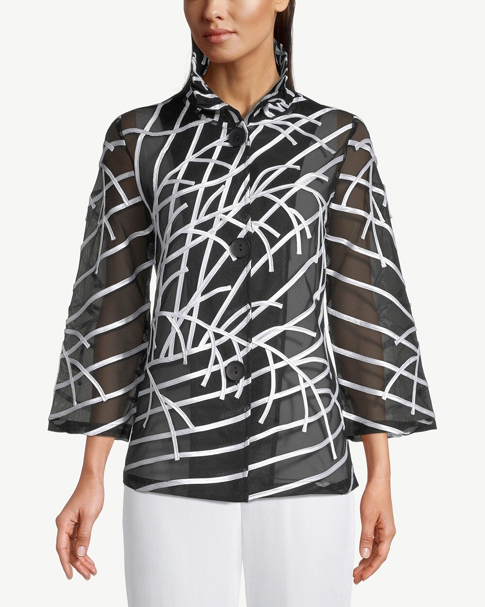 Travelers Collection Printed Strip Jacket