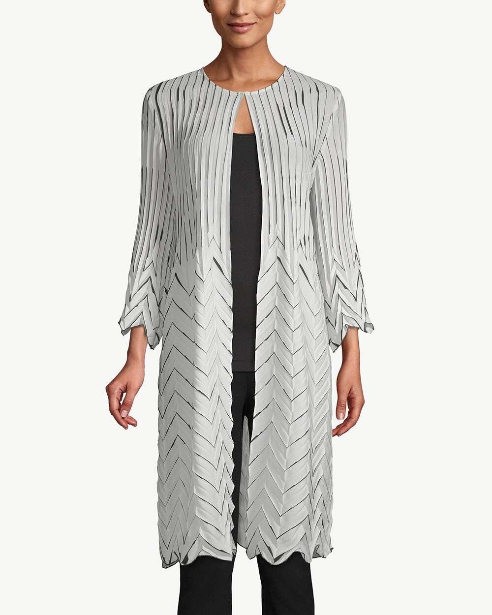 Travelers Collection Hand-Painted Long Pleated Jacket
