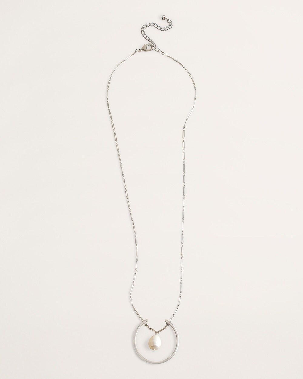 Silvertone Faux-Pearl Pendant Necklace