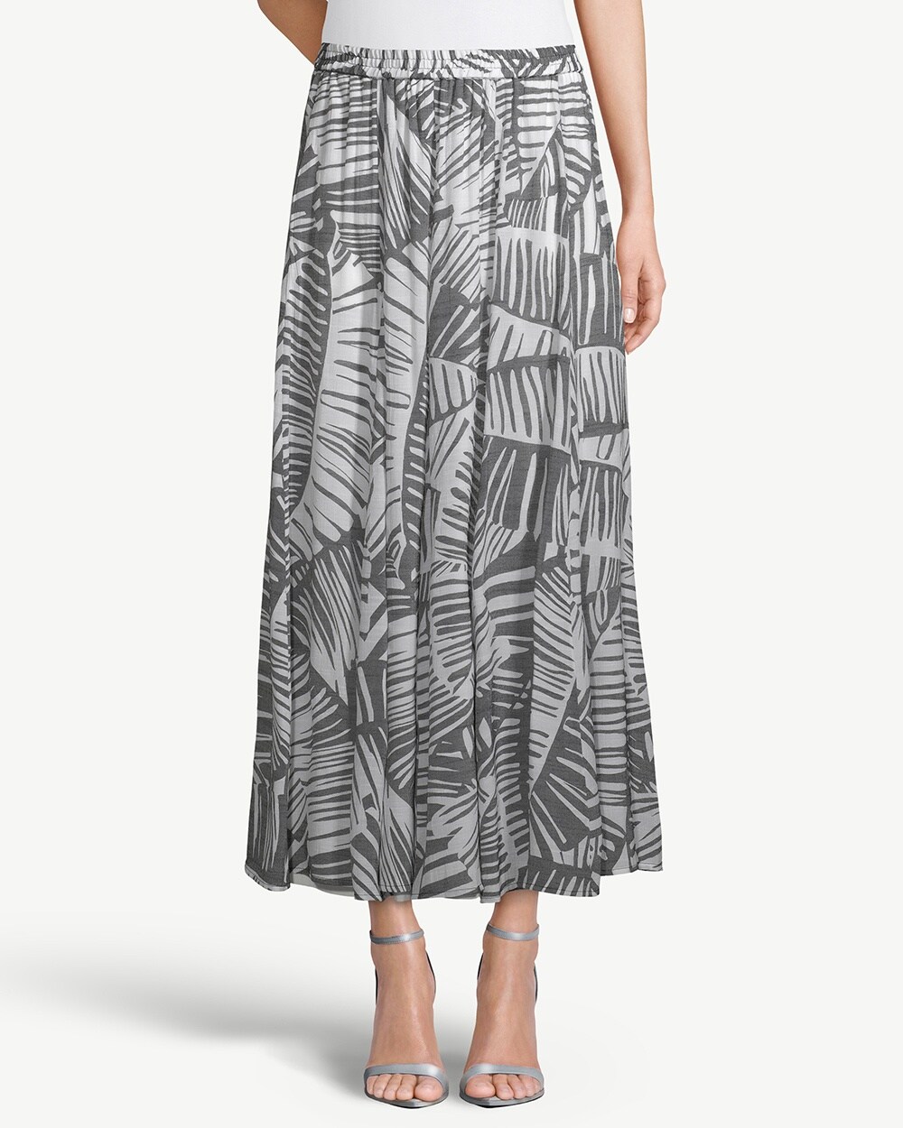 Palm-Print Maxi Skirt