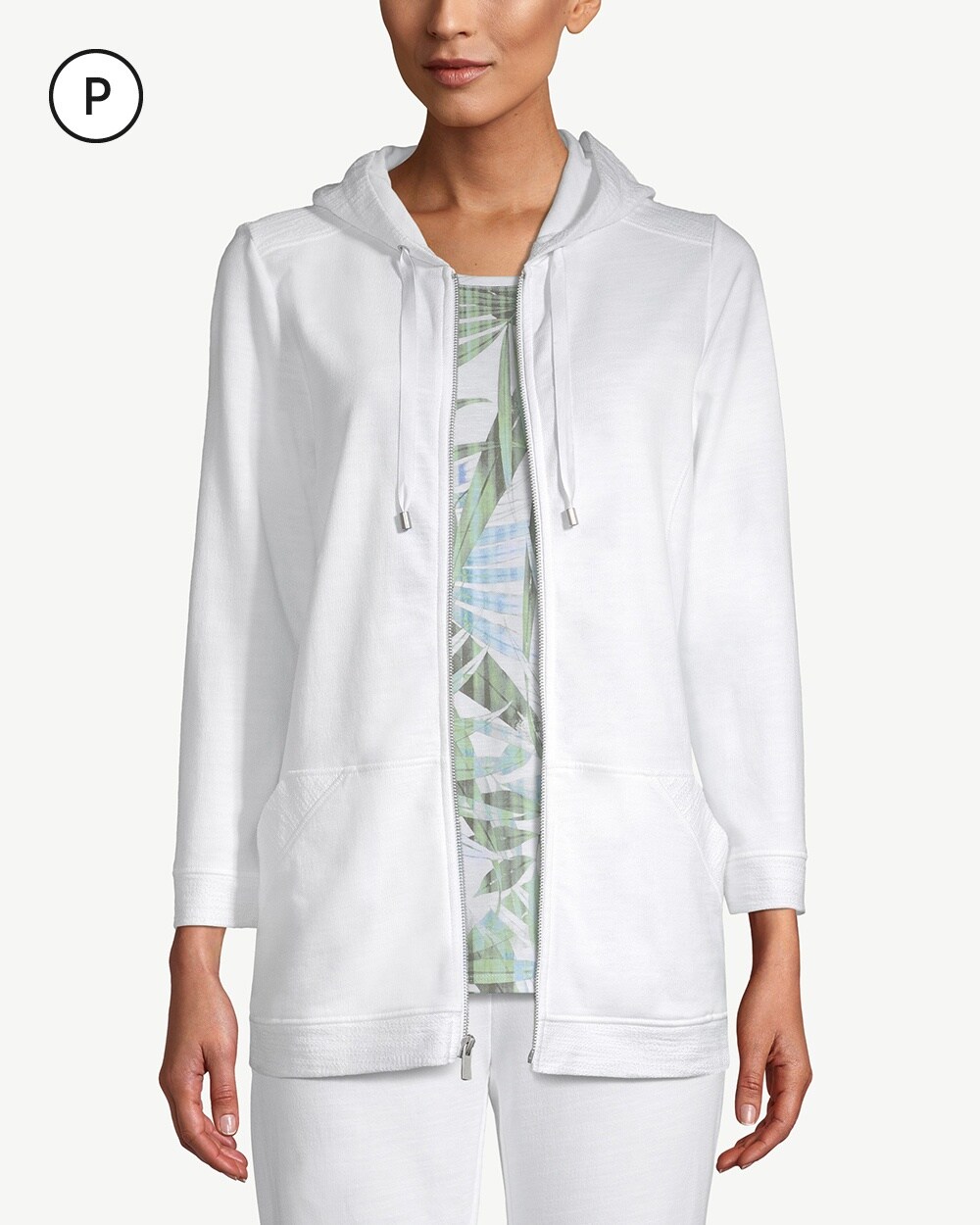 Petite Zenergy Cotton Zip-Front Hooded Jacket