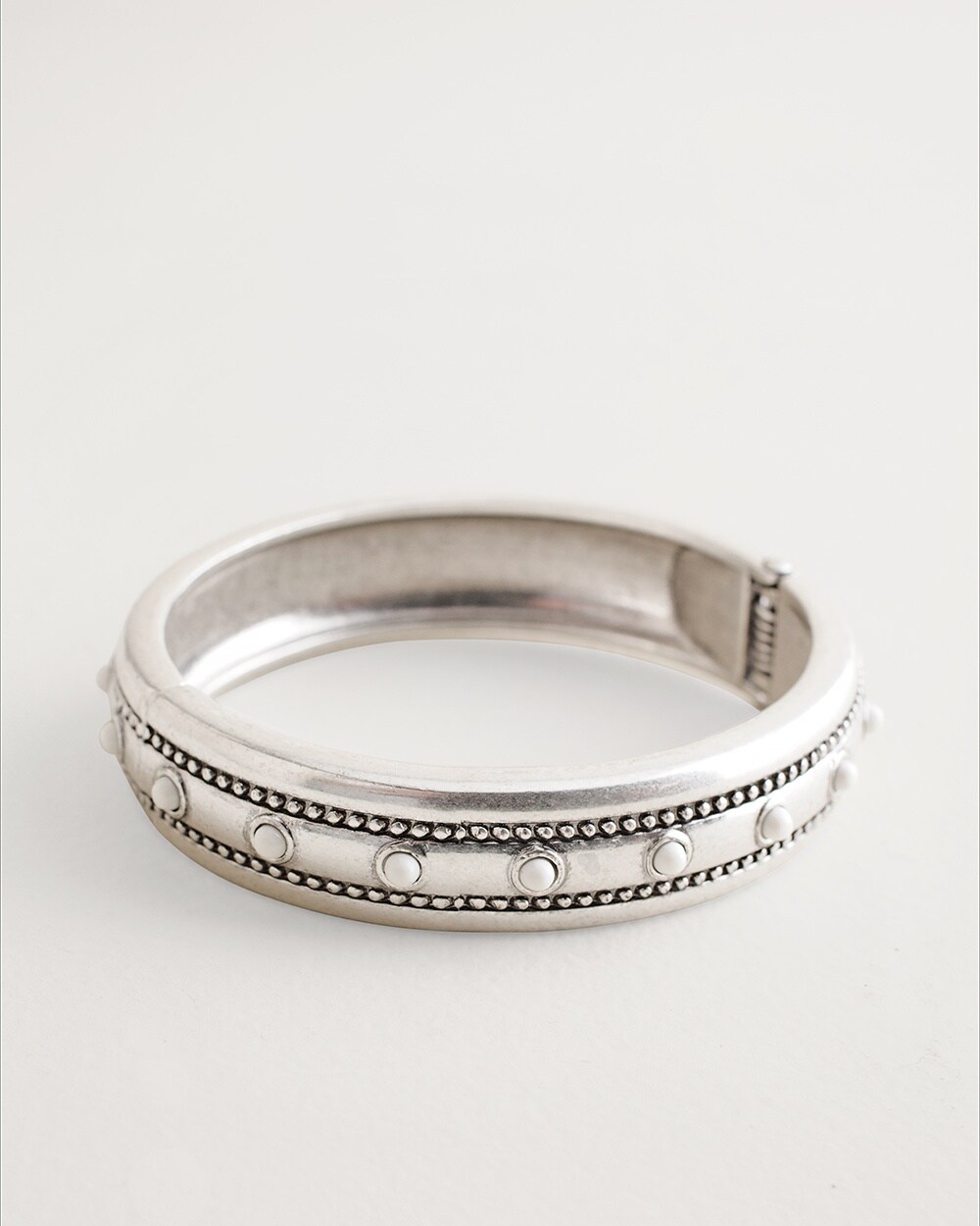 Silvertone Beaded Cuff Bracelet