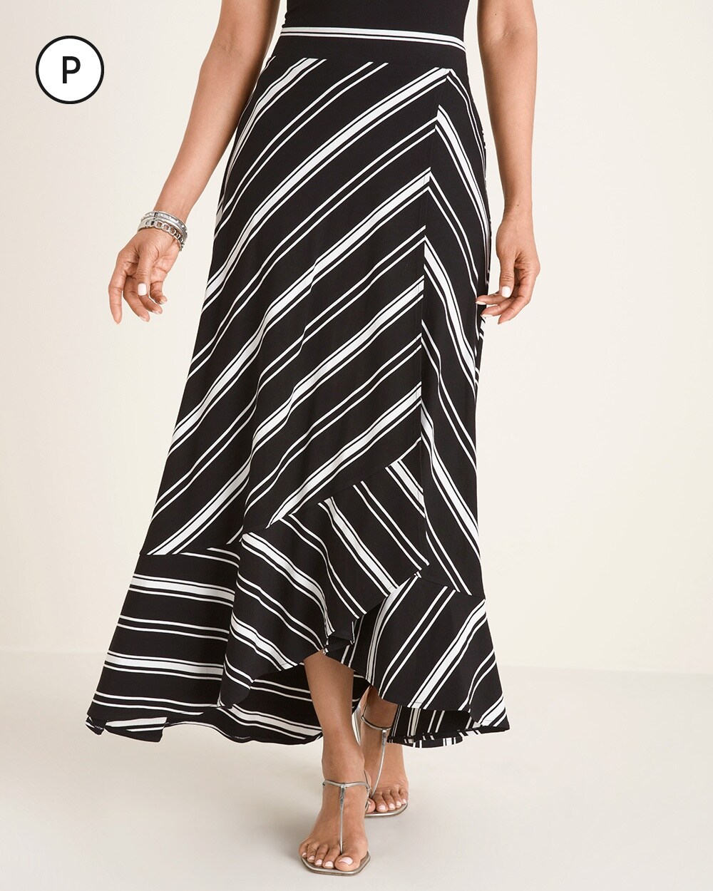 Petite Yarn-Dye Striped Knit Maxi Skirt