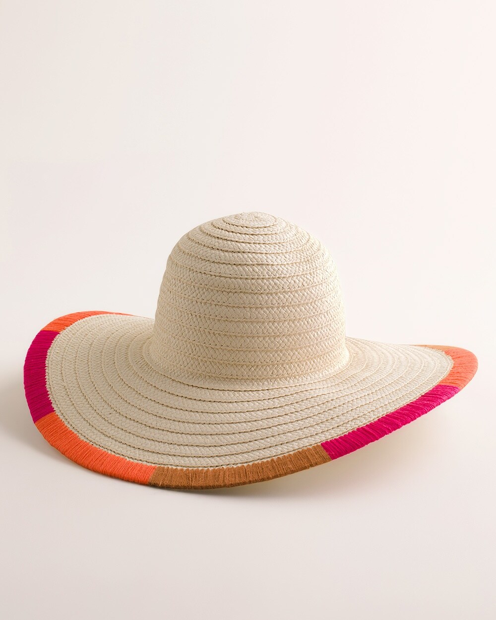 Yarn-Trimmed Straw Hat