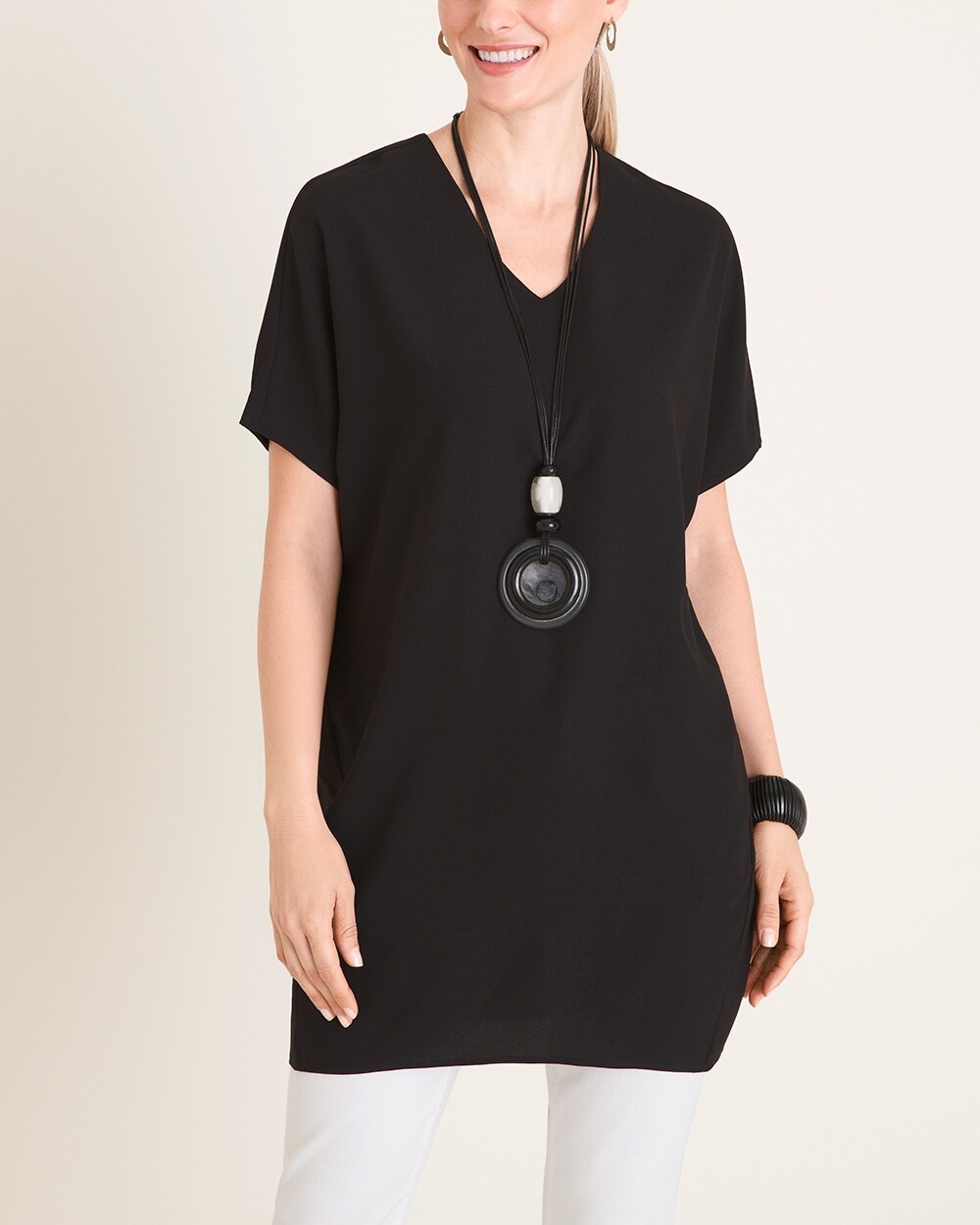 Solid V-Neck Wedge Tunic