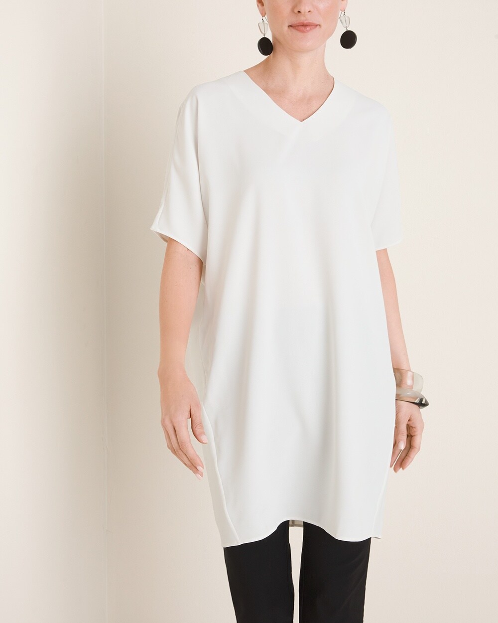 Solid V-Neck Wedge Tunic