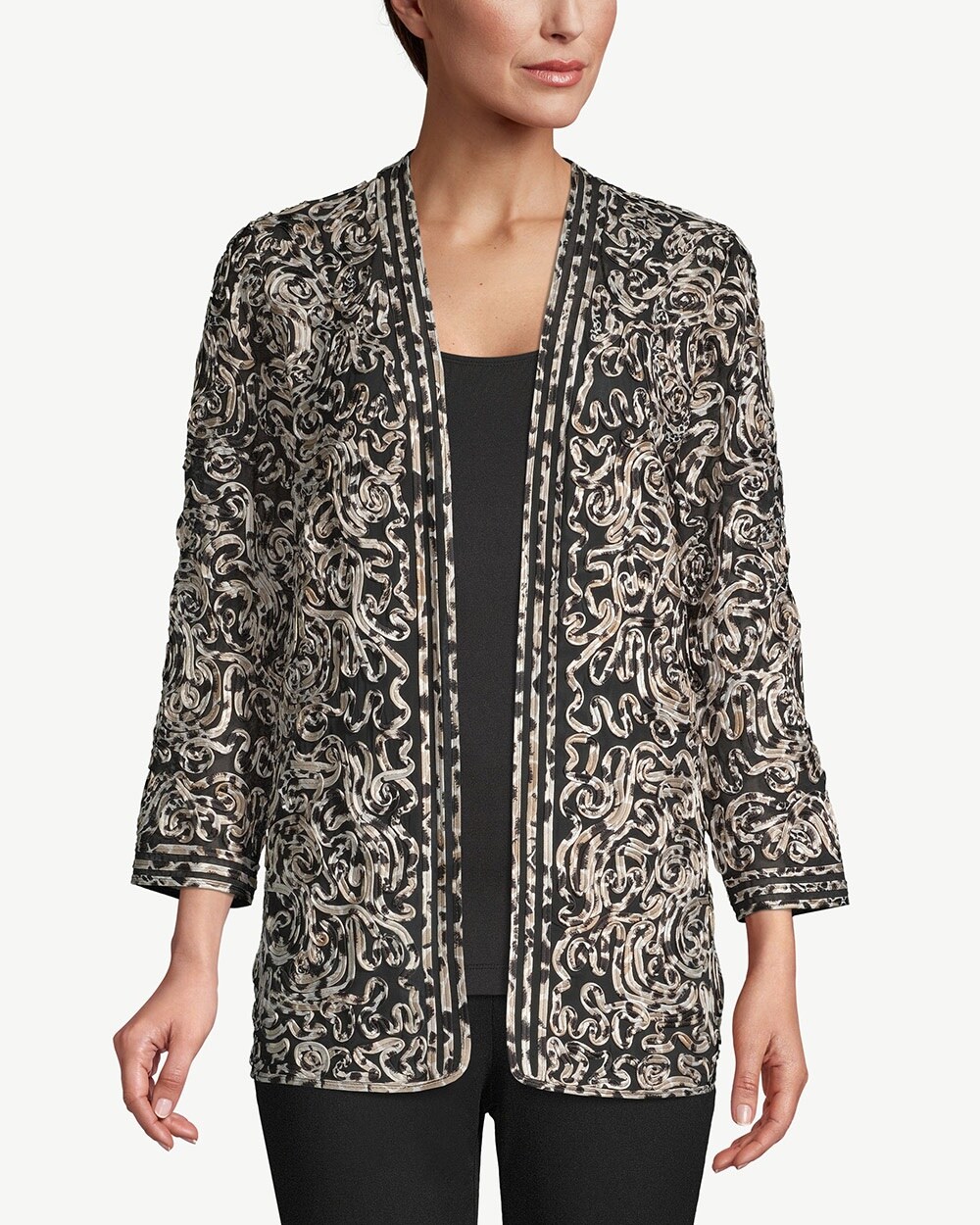 Travelers Collection Printed Soutache Jacket
