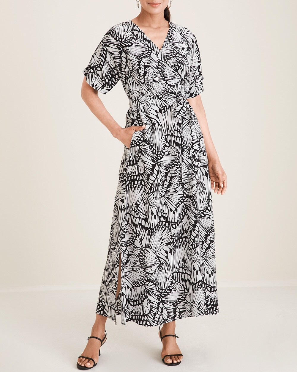 Short-Sleeve Kimono Maxi Dress