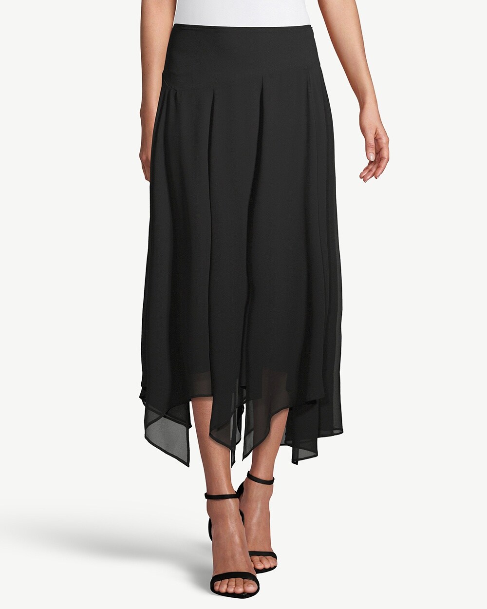 Asymmetrical-Hem Midi Skirt