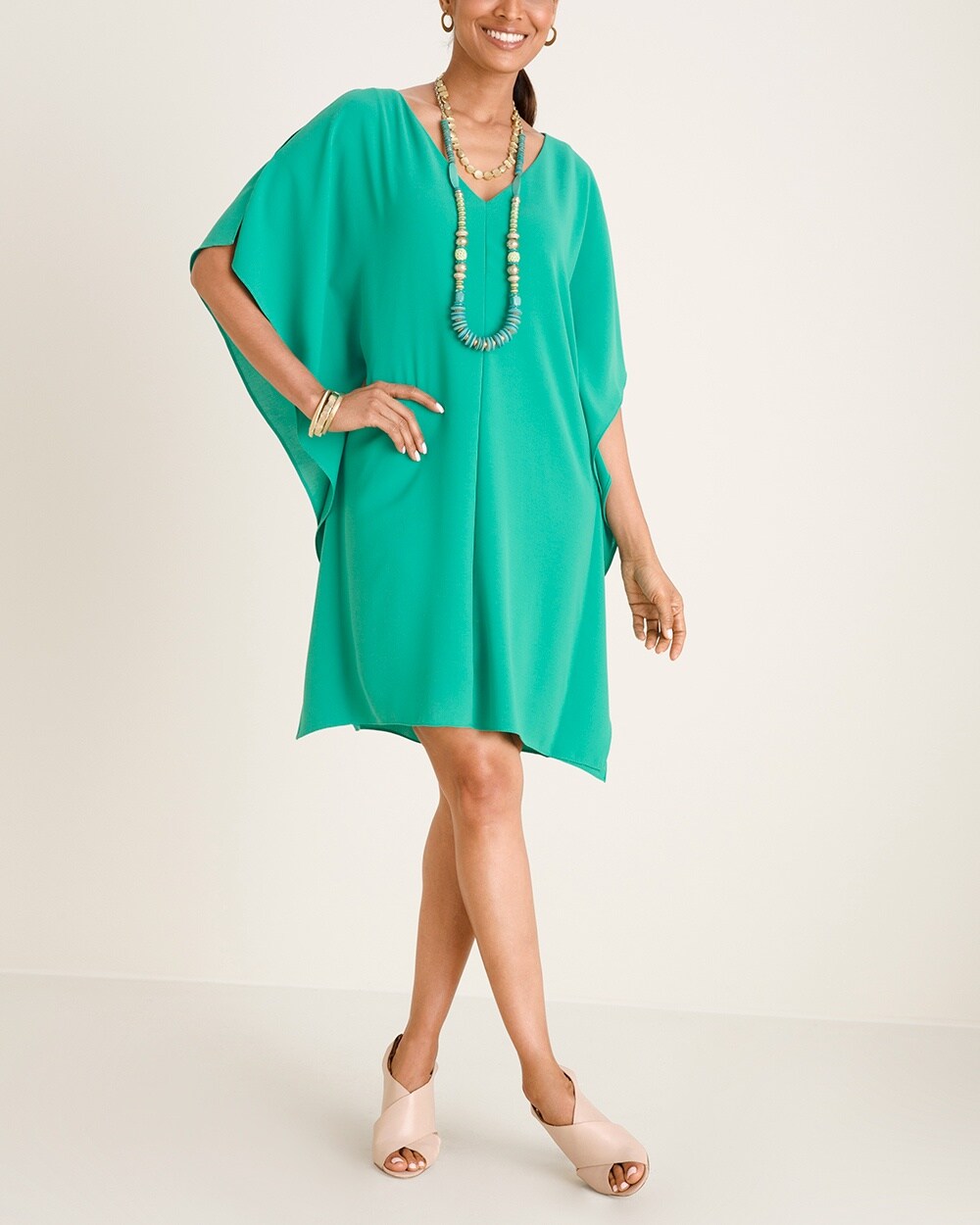 Adrianna Papell Teal Cold-Shoulder Dress
