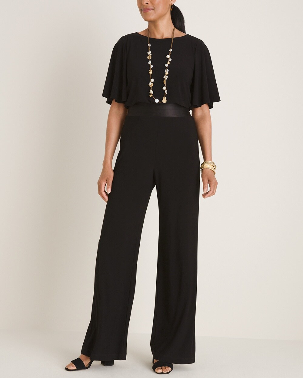 Adrianna Papell Short-Sleeve Jumpsuit with Waist Detail
