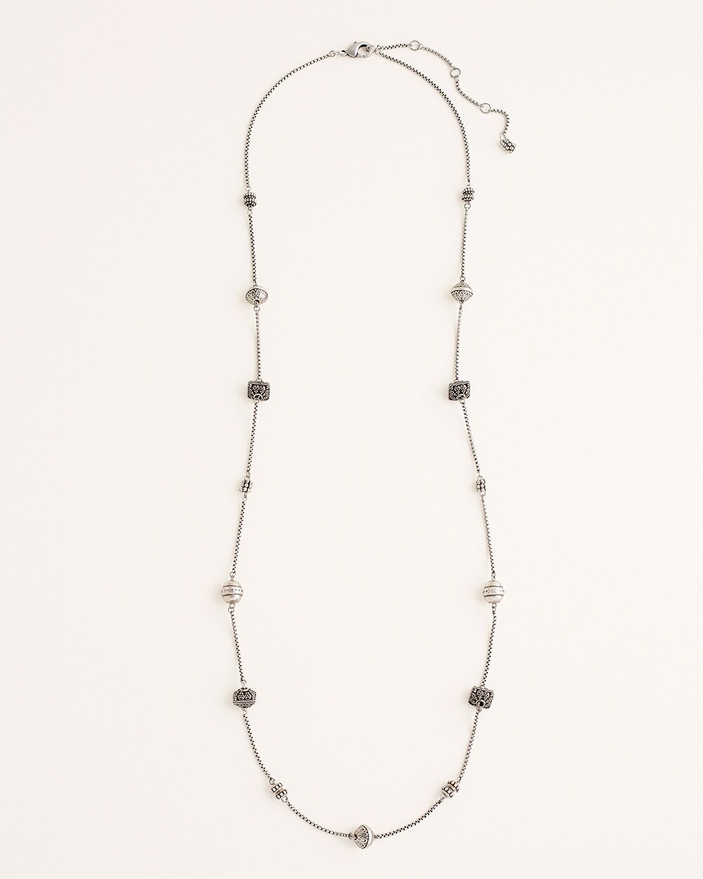 Silvertone Beaded Single-Strand Necklace