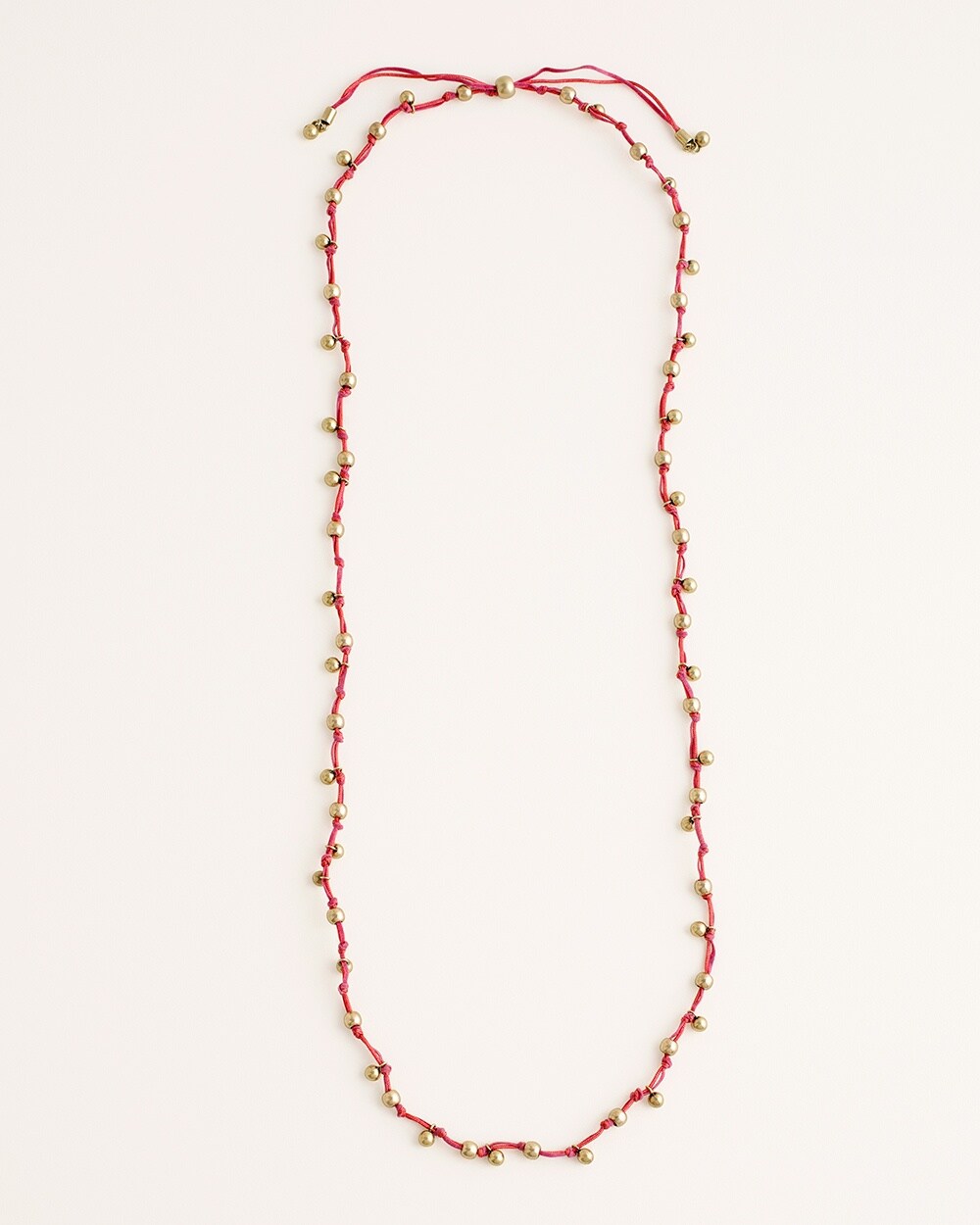 Long Cherry-Colored Beaded Necklace