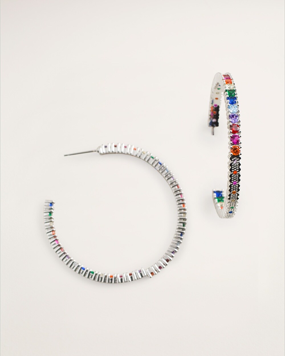 Multi-Colored Beaded In-and-Out Hoop Earrings
