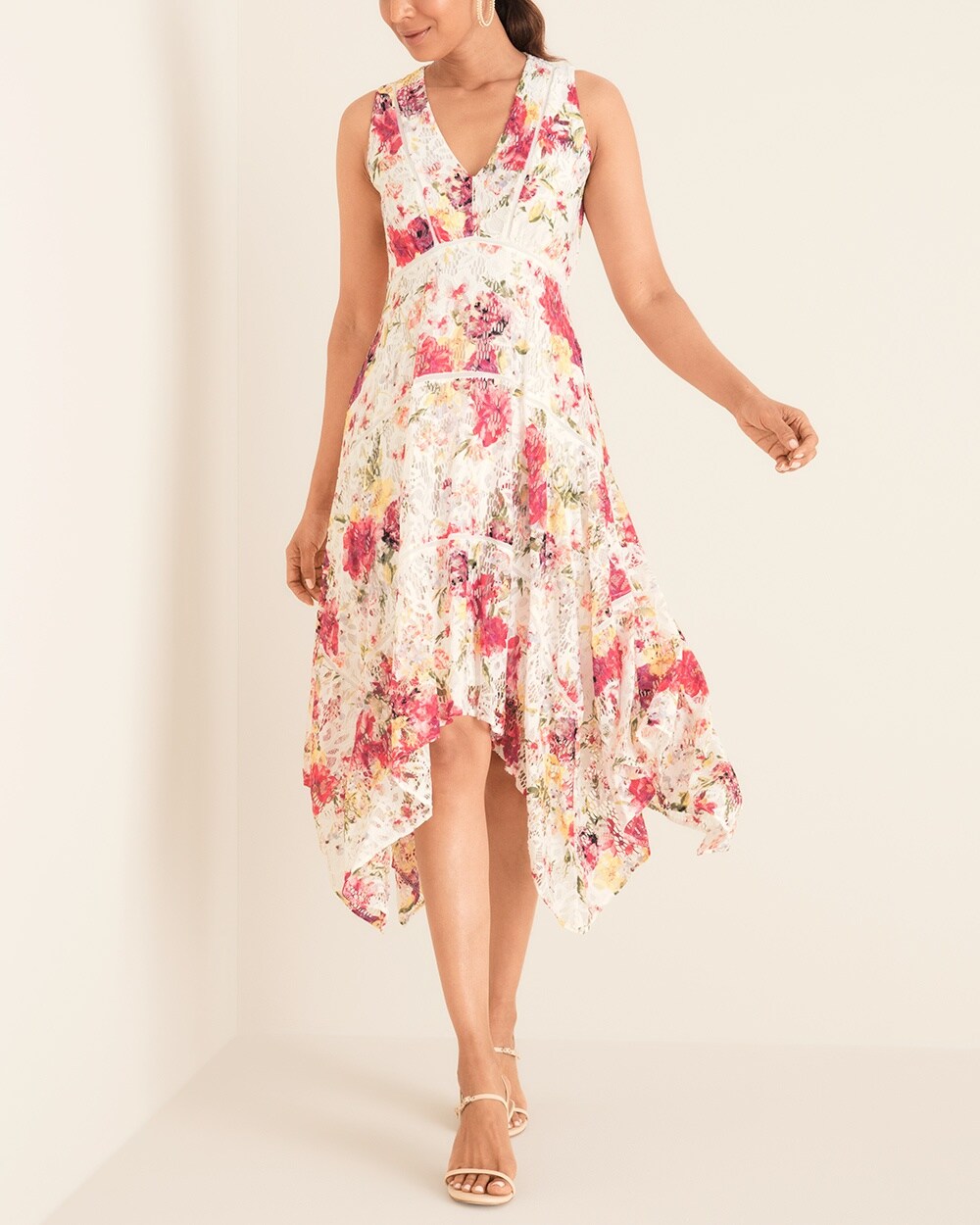 Taylor Floral-Print Stretch-Lace Dress
