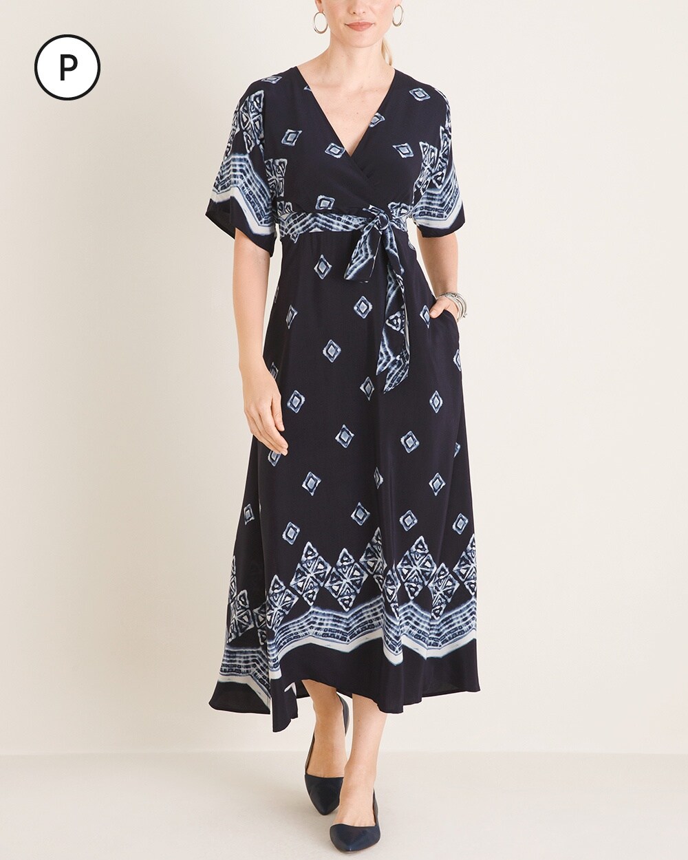 Petite Short-Sleeve Kimono Maxi Dress