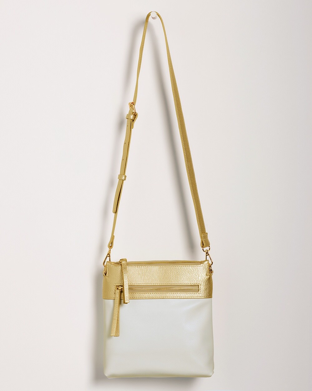 Chico's Classic Faux-Leather Goldtone Crossbody Bag