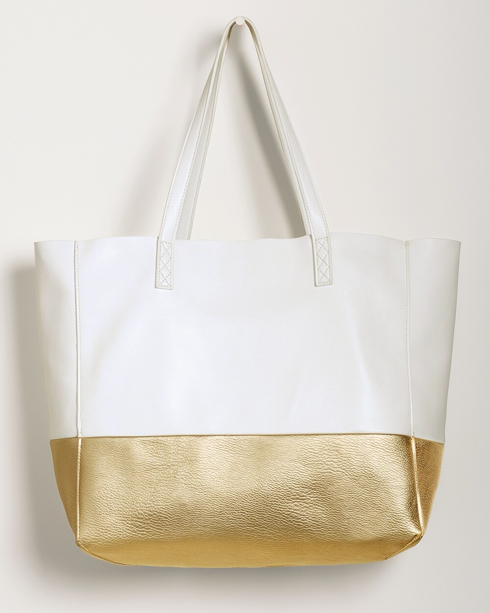 Chico's Classic Faux-Leather Goldtone Tote