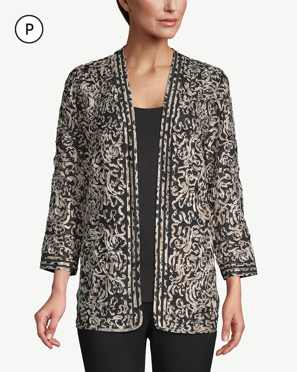 Petite Travelers Collection Printed Soutache Jacket