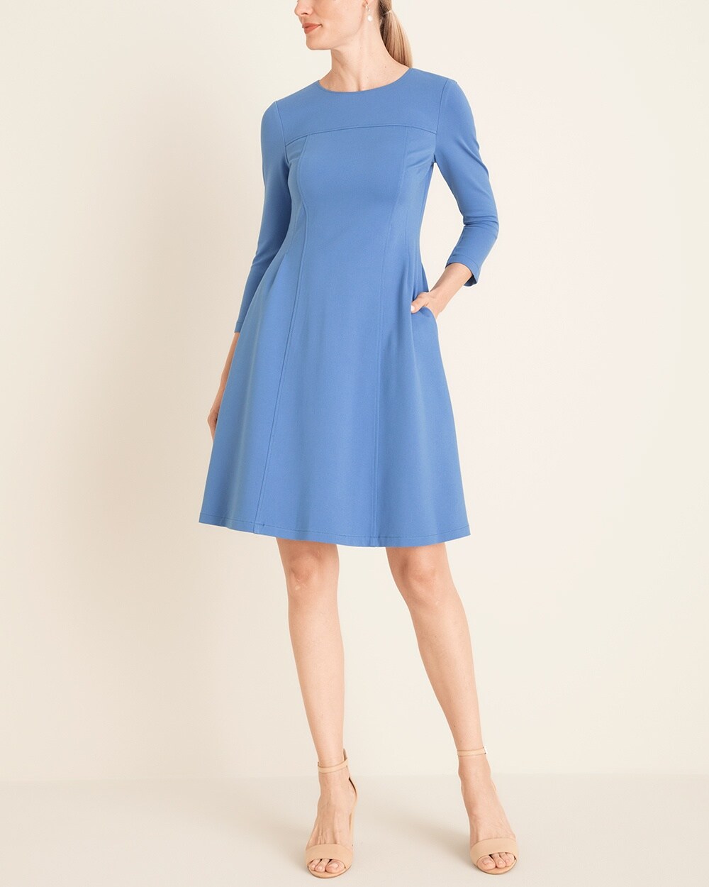 Eliza J Solid Fit-and-Flare Dress