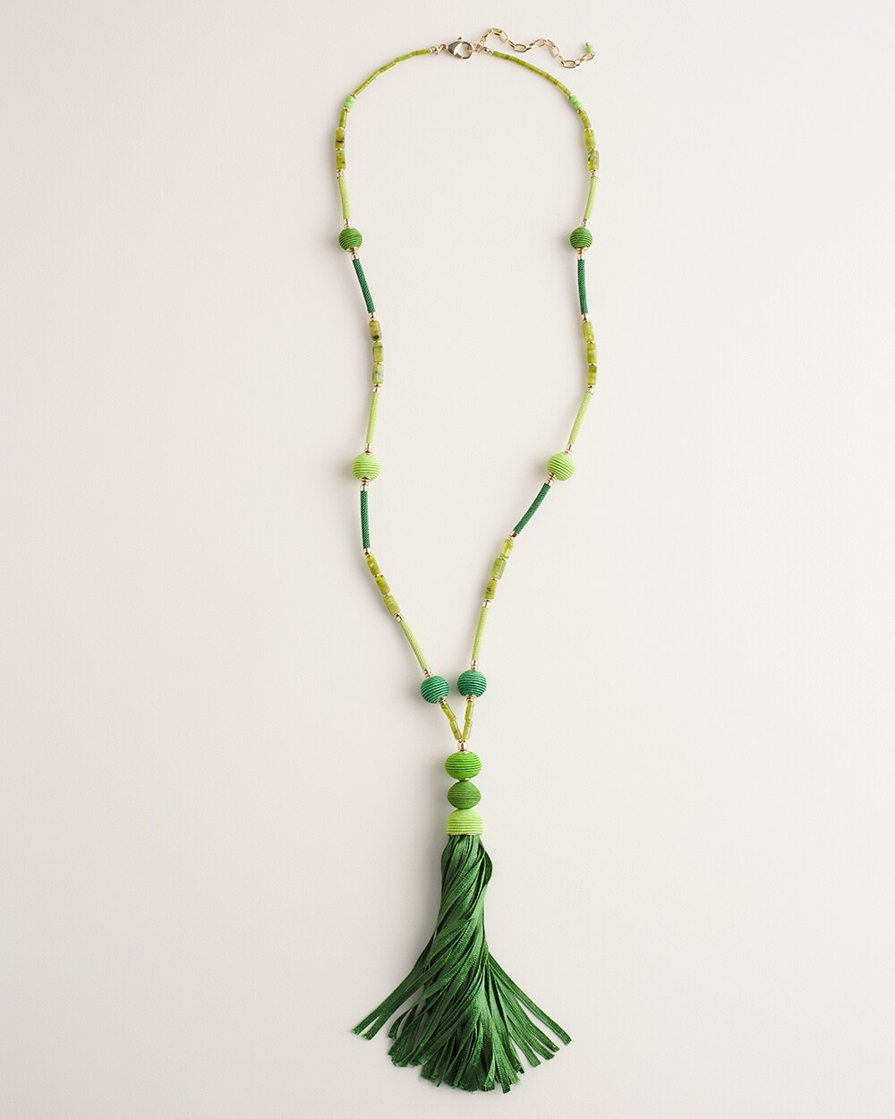 Green Tassel-Pendant Necklace