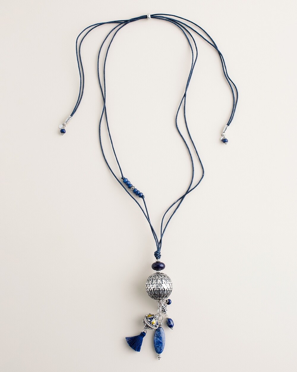 Convertible Indigo Charm-Pendant Necklace