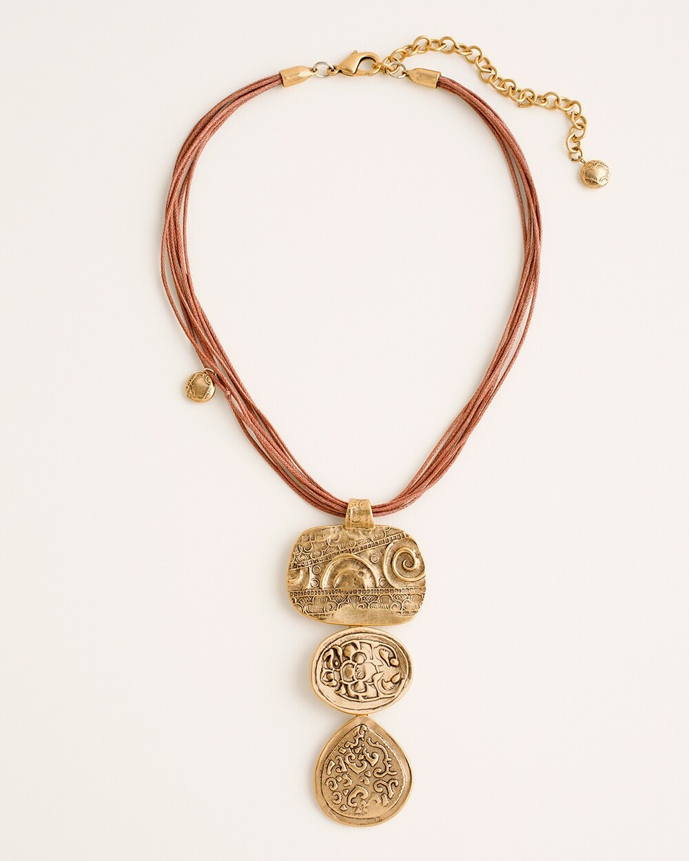 Short Bronze-Colored Pendant Necklace