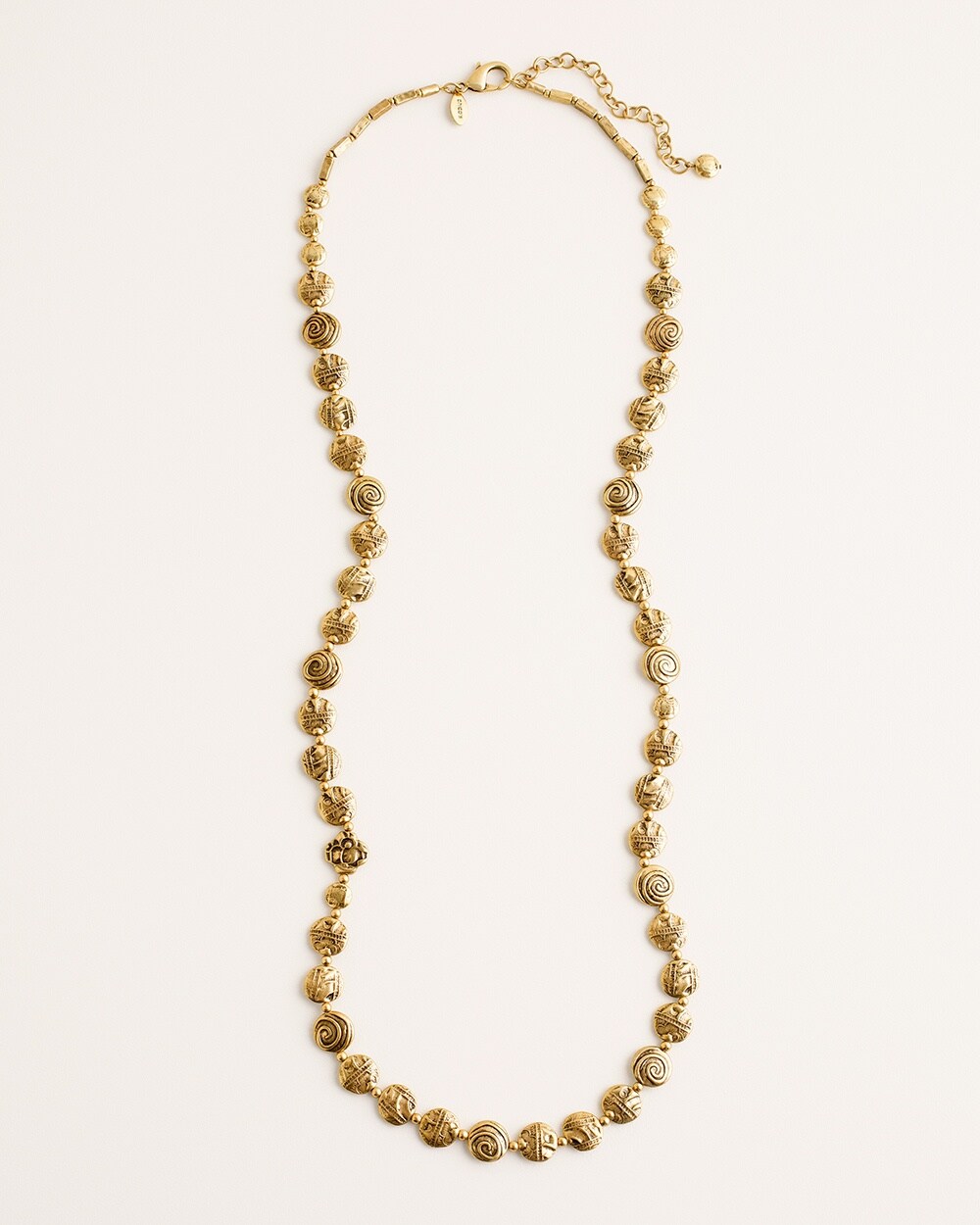 Long Textured Bronze-Colored Necklace