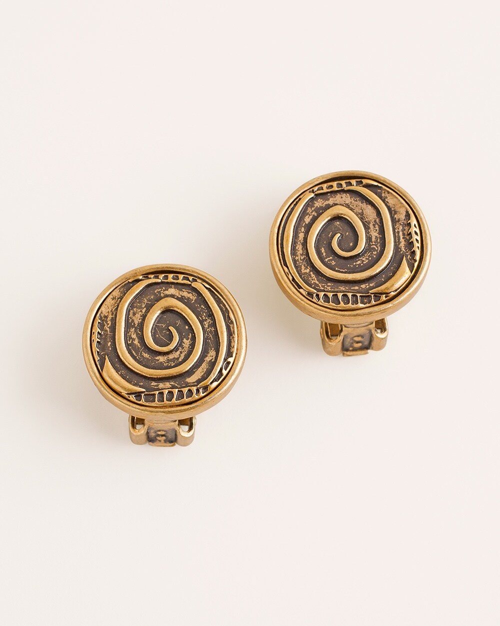 Bronze-Colored Clip-On Stud Earrings