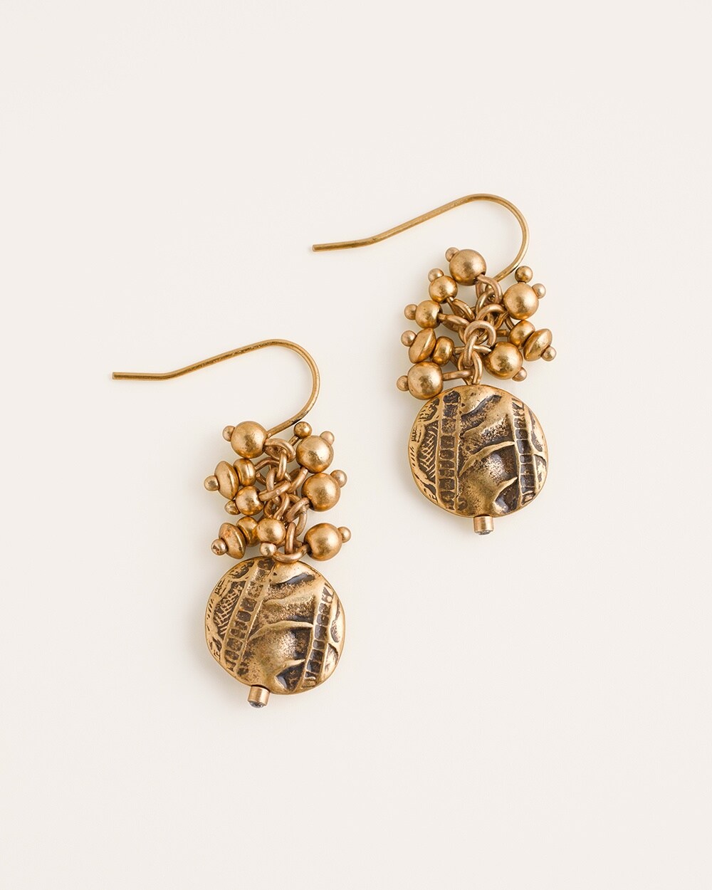 Bronze-Colored Beaded Cluster Earrings