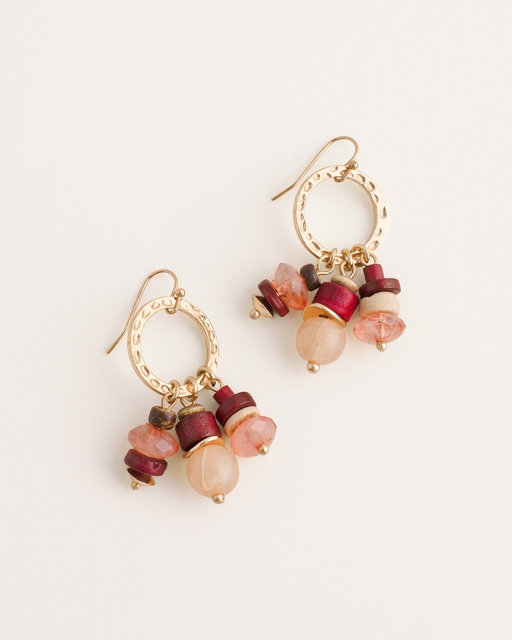 Cherry-Colored Drop-Hoop Earrings