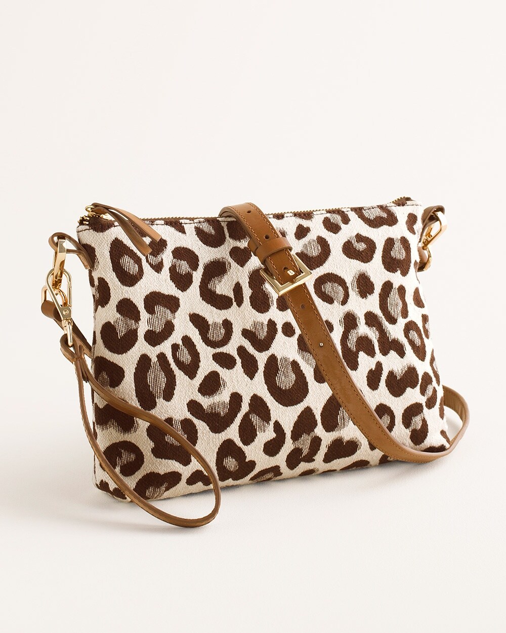 Leopard-Print Jacquard Crossbody Bag