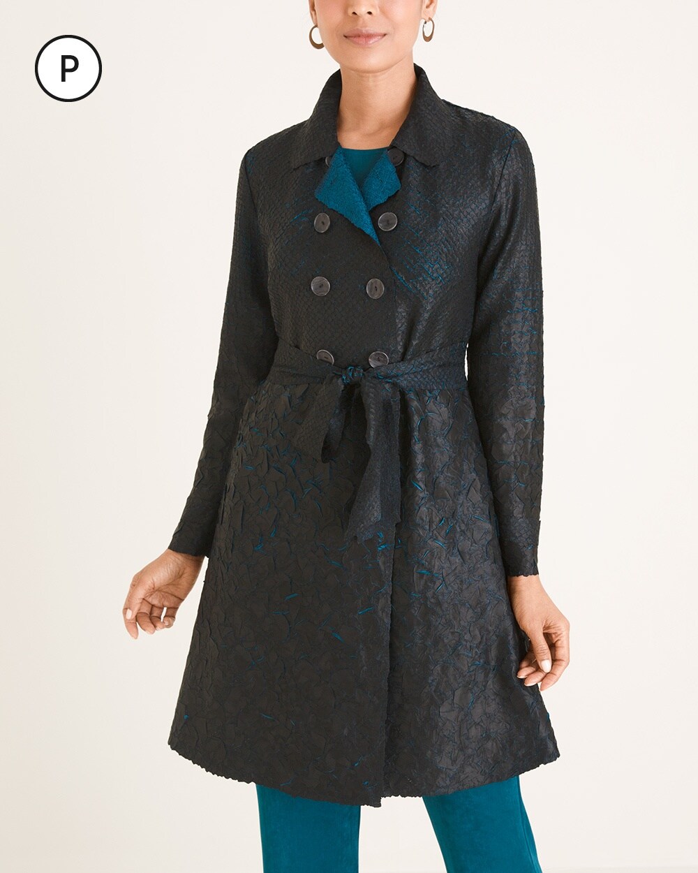 Travelers Collection Petite Crushed Trench Coat