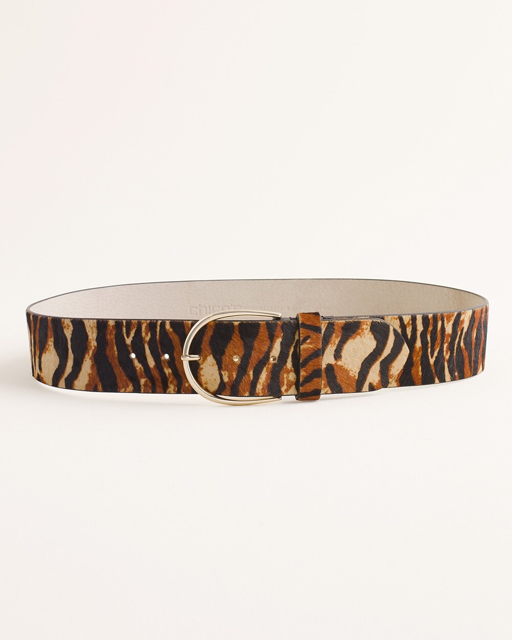 Tiger-Print Haircalf Belt