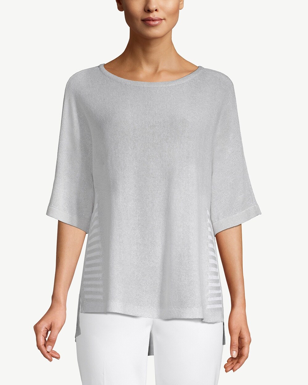 Shimmer Side-Ribbed Pullover Sweater