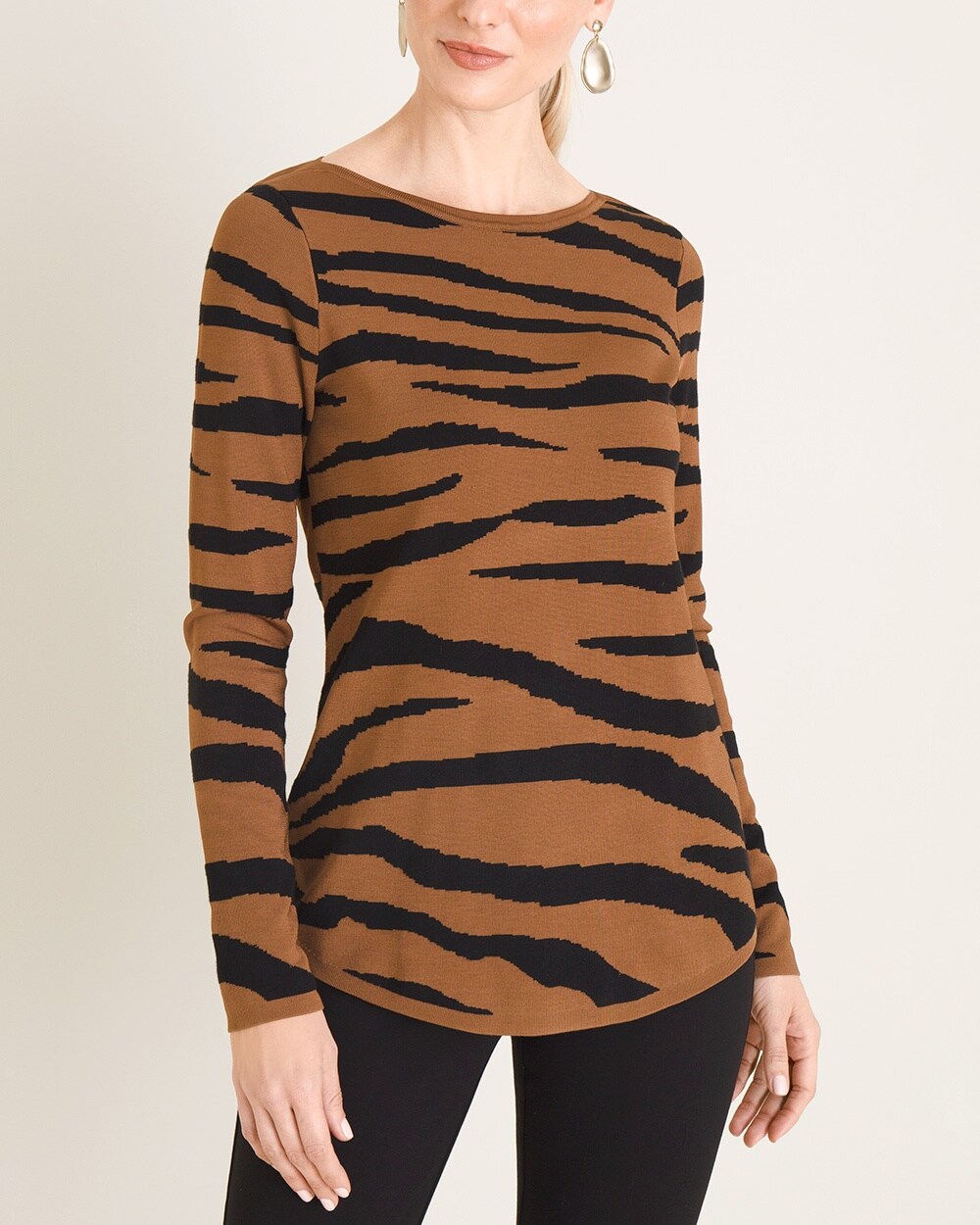 Textured Tiger-Stripe Bateau-Neck Sweater
