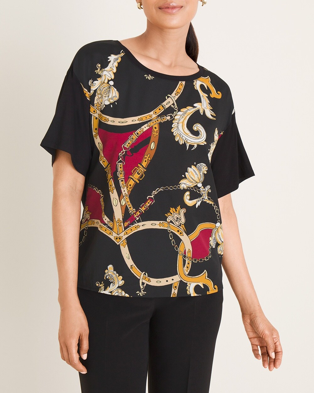 Status-Print Woven-Front Top