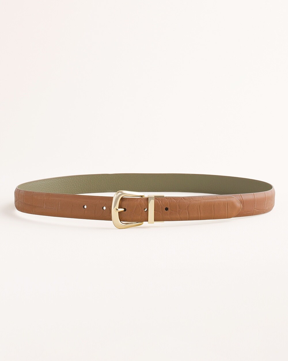 Reversible Faux-Croc Leather Belt