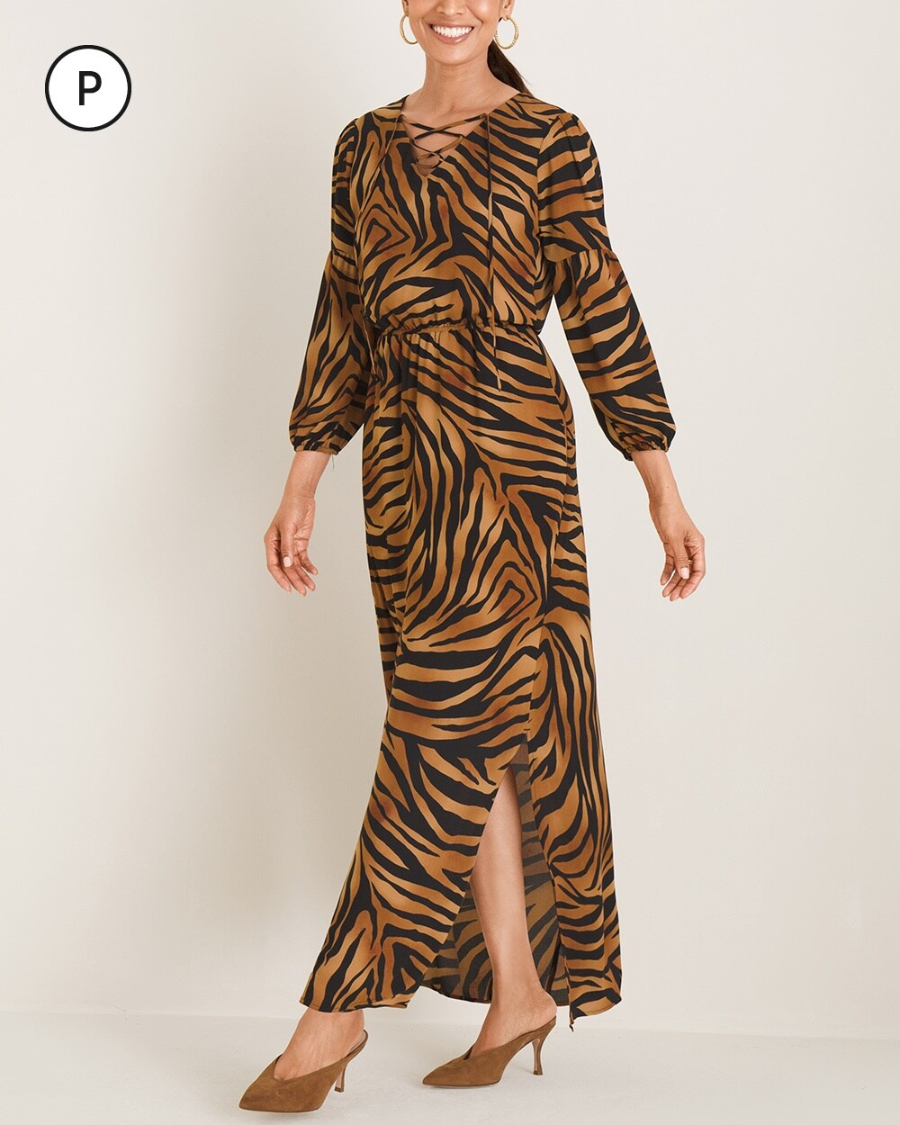 Petite Tiger-Print Maxi Dress