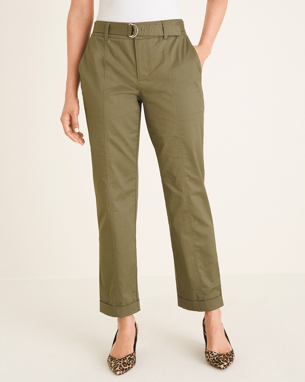 Belted Utility Ankle Pants